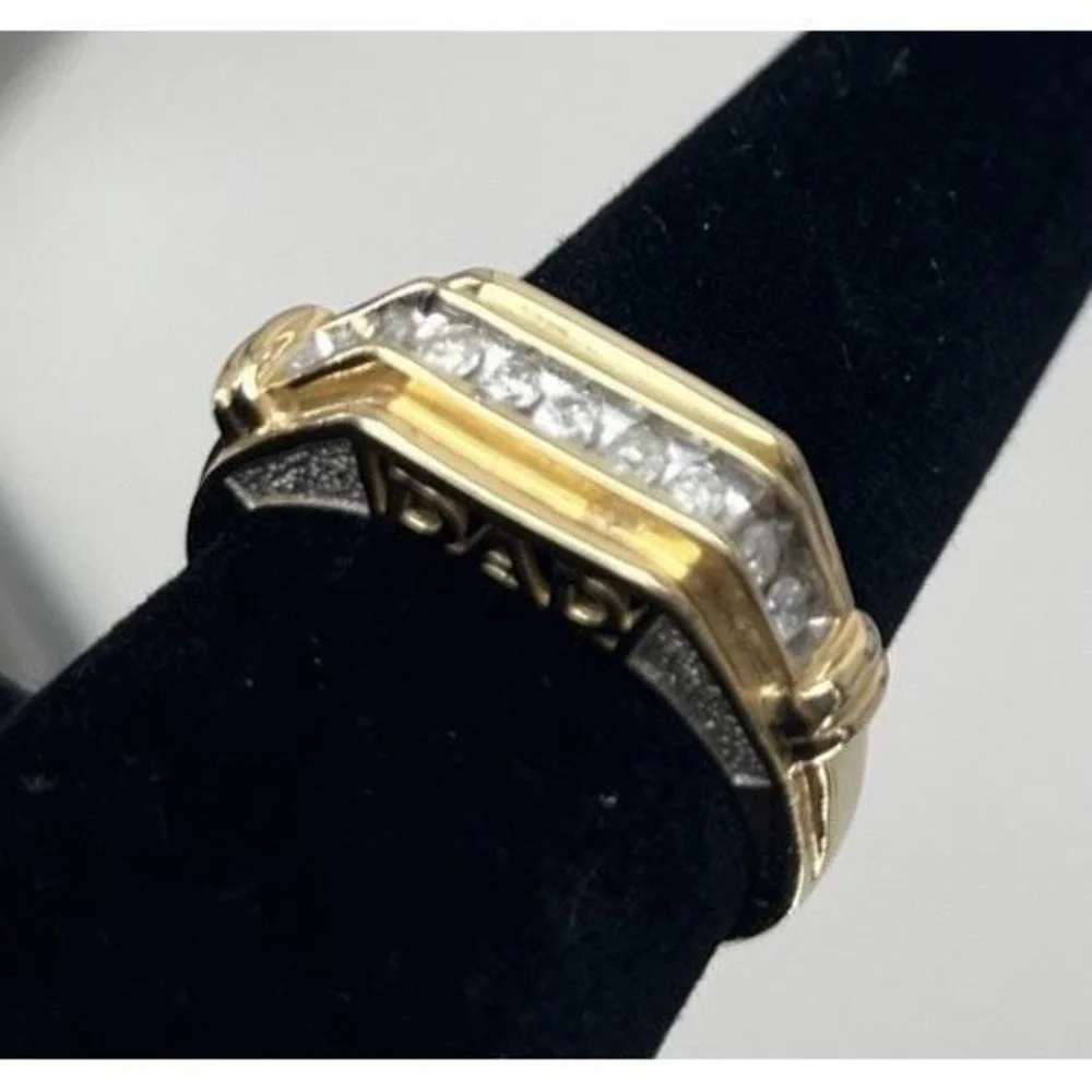 Mens Diamond Ring 10K Yellow Gold DAD Accent Size 9.5‎ Father Birthday 4 Grams